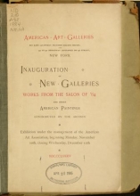 Cover of Inauguration of new galleries, works from the salon of '84 and other American paintings contributed by the artists