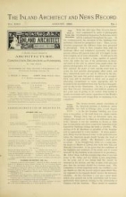 Cover of The Inland architect and news record v. 22 Aug 1893-Jan 1894