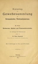 Cover of Katalog der Gewebesammlung des Germanischen Nationalmuseum