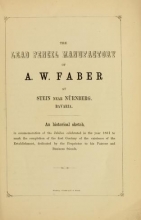 Cover of The lead pencil manufactory of A.W. Faber at Stein near Nürnberg, Bavaria