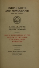 Cover of List of publications of the Museum of the American Indian