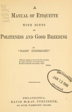 Cover of A manual of etiquette with hints on politeness and good breeding