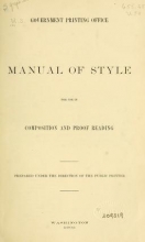 Cover of Manual of style for use in composition and proof reading