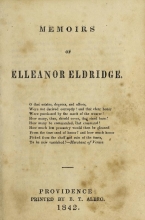 Cover of Memoirs of Elleanor Eldridge