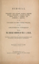 Cover of Memorial of Elizabeth Cady Stanton, Isabella Beecher Hooker, Elizabeth L. Bladen, Olympia Brown, Susan B. Anthony, and Josephine L.