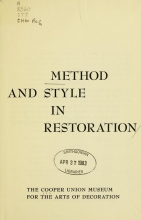 Cover of Method and style in restoration