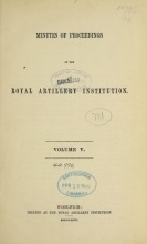 Cover of Minutes of proceedings of the Royal Artillery Institution v.5 (1866-1867)