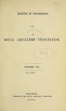 Cover of Minutes of proceedings of the Royal Artillery Institution v.7 (1870-1871)