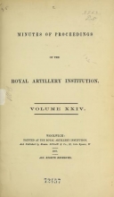 Cover of Minutes of proceedings of the Royal Artillery Institution