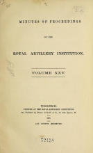 Cover of Minutes of proceedings of the Royal Artillery Institution v.25 (1898)