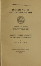 Cover of Native copper objects of the Copper Eskimo