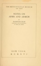 Cover of Notes on arms and armor