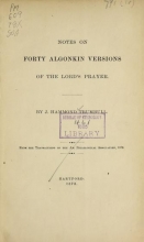 Cover of Notes on forty Algonkin versions of the Lord's prayer