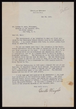 Cover of Orville Wright letter to George F. Kunz, president, Museums of the Peaceful Arts, dated Dayton, Ohio, 28 May 1925