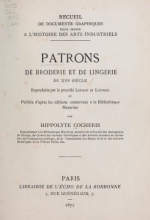 Cover of Patrons de broderie et de lingerie du XVIe siècle