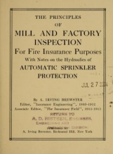 Cover of The principles of mill and factory inspection for fire insurance purposes