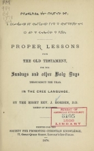 Cover of Proper lessons from the Old Testament for the Sundays and other holy days throughout the year