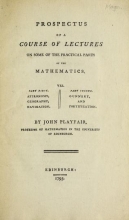 Cover of Prospectus of a course of lectures on some of the practical parts of the mathematics