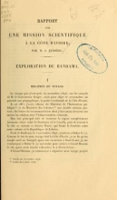 Cover of Rapport sur une mission scientifique a la Côte d'Ivoire 