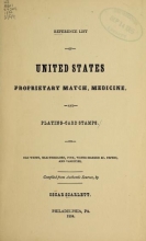 Cover of Reference list of United States proprietary match, medicine, and playing-card stamps
