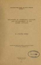 Cover of Relations of Aboriginal culture and environment in the Lesser Antilles