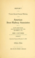 Cover of Report of the ... Annual Meeting of the American Street Railway Association