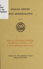 Cover of Report on the Oneida, Stockbridge, and Brotherton Indians, 1796