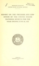 Cover of Report on the progress and condition of the United States National Museum