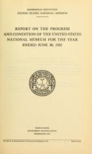 Cover of Report on the progress and condition of the United States National Museum