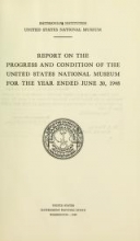 Cover of Report on the progress and condition of the United States National Museum