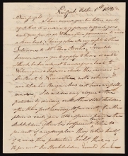 Cover of Robert Fulton letter to Joseph Bringhurst, dated New York, 1 October 1812