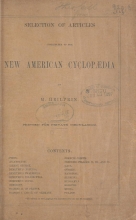 Cover of Selection of articles contributed to the New American cyclopÆdia