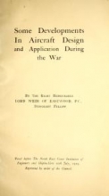 Cover of Some developments in aircraft design and application during the War