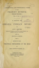 Cover of A study of Omaha Indian music