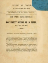 Cover of Sur divers signes sensibles du mouvement diurne de la terre