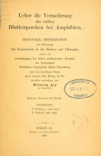 Cover of Ueber die Vermehrung der rothen Blutkörperchen bei Amphibien