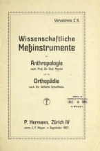 Cover of Wissenschaftliche Messinstrumente für Anthropologie nach Prof. Dr. Rud. Martin und für Orthopädie nach Dr. Wilhelm Schulthess
