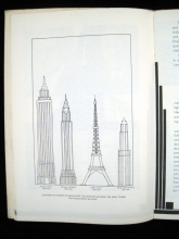 Drawing comparing tallest structures in the world, from Empire State : a history.