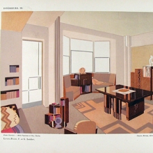 color print showing an Art Deco styled living room