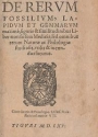 Cover of Conradi Gesneri De rerum fossilium, lapidum et gemmarum maximè, figuris & similitudinibus liber  non solùm medicis, sed omnibus rerum naturae ac phi