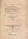 Cover of Apollonii Pergæi Conicorum libri quattuor