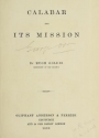 Cover of Calabar and its mission