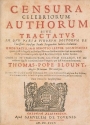 Cover of Censura celebriorum authorum