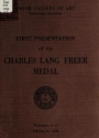 Cover of First presentation of the Charles Lang Freer medal, February 25, 1956