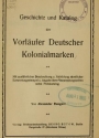 Cover of Geschichte und Katalog der Vorläufer deutscher Kolonialmarken