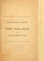 Cover of Historical cabinet of the College of the City of New York