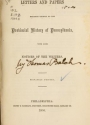 Cover of Letters and papers relating chiefly to the Provincial history of Pennsylvania