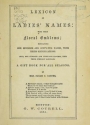 Cover of Lexicon of ladies names