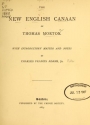 Cover of The new English Canaan of Thomas Morton