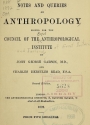 Cover of Notes and queries on anthropology